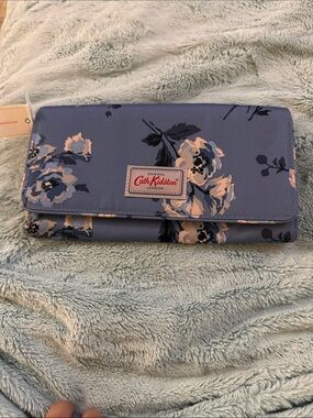 Cath Kidston Blue Floral Foldover Wallet Clutch